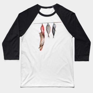 Cat is biting fish Baseball T-Shirt